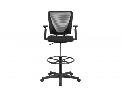 BLNK Harper Ergonomic Fabric Mid-Back Mesh Drafting Chair with Seat and Adjustable Foot Ring - with Adjustable Arms