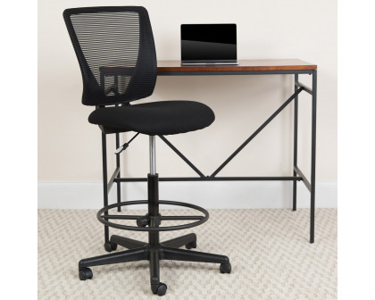 BLNK Harper Ergonomic Fabric Mid-Back Mesh Drafting Chair with Seat and Adjustable Foot Ring