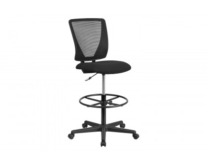 BLNK Harper Ergonomic Fabric Mid-Back Mesh Drafting Chair with Seat and Adjustable Foot Ring