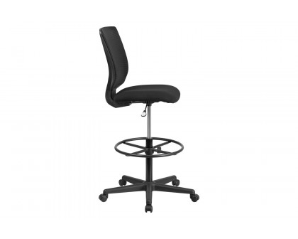 BLNK Harper Ergonomic Fabric Mid-Back Mesh Drafting Chair with Seat and Adjustable Foot Ring