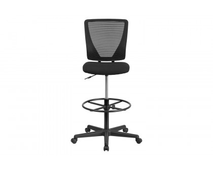 BLNK Harper Ergonomic Fabric Mid-Back Mesh Drafting Chair with Seat and Adjustable Foot Ring