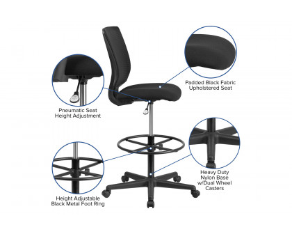 BLNK Harper Ergonomic Fabric Mid-Back Mesh Drafting Chair with Seat and Adjustable Foot Ring