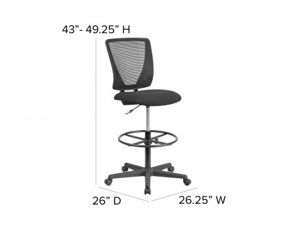 BLNK Harper Ergonomic Fabric Mid-Back Mesh Drafting Chair with Seat and Adjustable Foot Ring