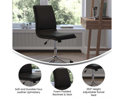 BLNK Madigan Mid-Back Armless Swivel Task Office Chair with and Adjustable Chrome Base - Black