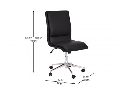 BLNK Madigan Mid-Back Armless Swivel Task Office Chair with and Adjustable Chrome Base - Black