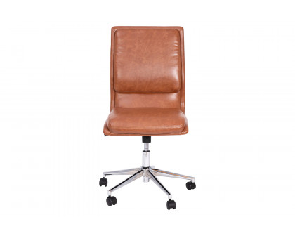 BLNK Madigan Mid-Back Armless Swivel Task Office Chair with and Adjustable Chrome Base - Cognac