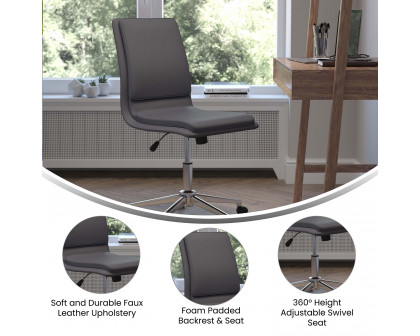 BLNK Madigan Mid-Back Armless Swivel Task Office Chair with and Adjustable Chrome Base - Gray