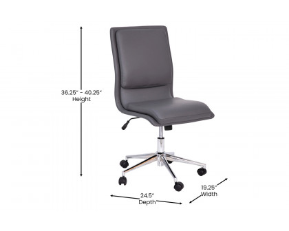 BLNK Madigan Mid-Back Armless Swivel Task Office Chair with and Adjustable Chrome Base - Gray