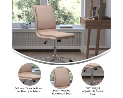 BLNK Madigan Mid-Back Armless Swivel Task Office Chair with and Adjustable Chrome Base - Taupe