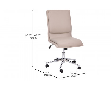 BLNK Madigan Mid-Back Armless Swivel Task Office Chair with and Adjustable Chrome Base - Taupe