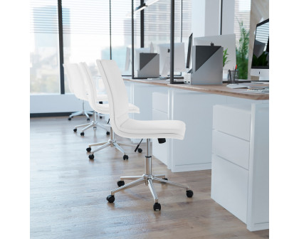 BLNK Madigan Mid-Back Armless Swivel Task Office Chair with and Adjustable Chrome Base - White