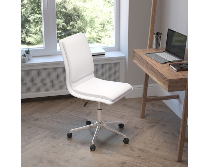 BLNK Madigan Mid-Back Armless Swivel Task Office Chair with and Adjustable Chrome Base - White