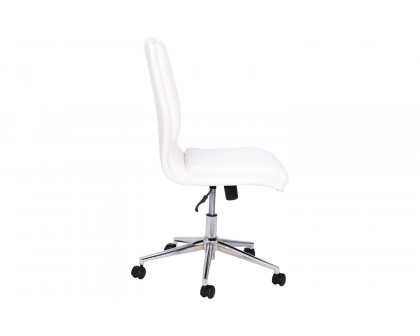 BLNK Madigan Mid-Back Armless Swivel Task Office Chair with and Adjustable Chrome Base - White