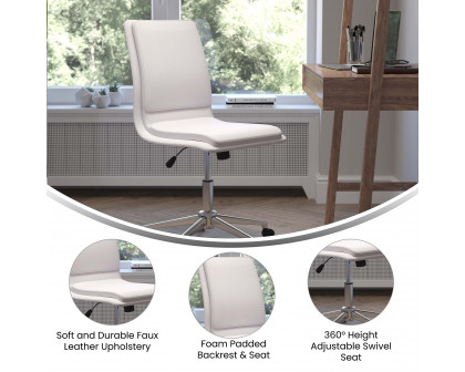 BLNK Madigan Mid-Back Armless Swivel Task Office Chair with and Adjustable Chrome Base - White