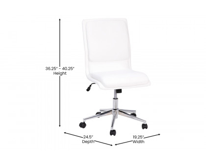 BLNK Madigan Mid-Back Armless Swivel Task Office Chair with and Adjustable Chrome Base - White