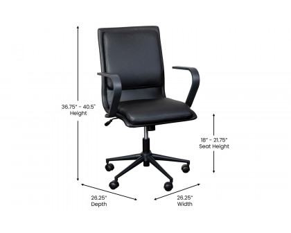 BLNK James Mid-Back Designer Executive Office Chair with Arms - Black Frame