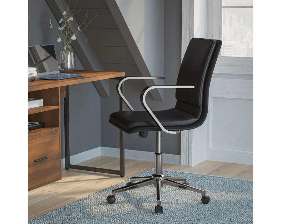 BLNK James Mid-Back Designer Executive Office Chair with Brushed Chrome Base and Arms