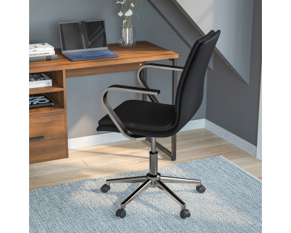 BLNK James Mid-Back Designer Executive Office Chair with Brushed Chrome Base and Arms