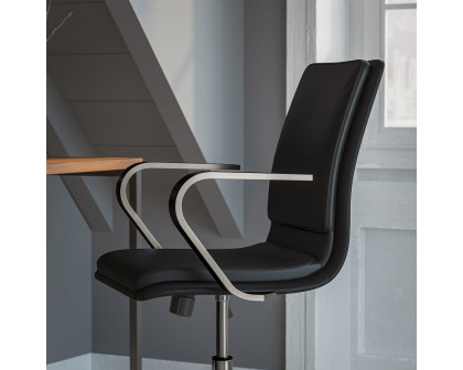 BLNK James Mid-Back Designer Executive Office Chair with Brushed Chrome Base and Arms - Black