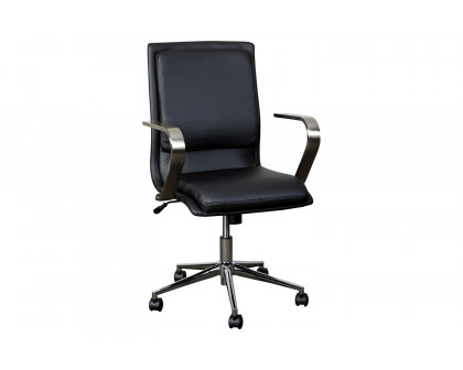 BLNK James Mid-Back Designer Executive Office Chair with Brushed Chrome Base and Arms - Black