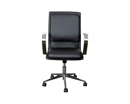 BLNK James Mid-Back Designer Executive Office Chair with Brushed Chrome Base and Arms - Black