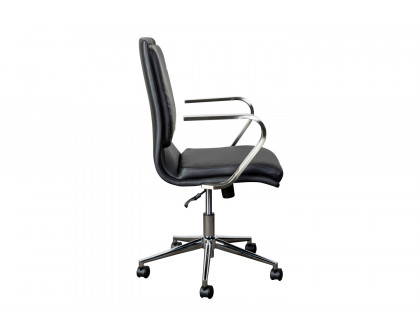 BLNK James Mid-Back Designer Executive Office Chair with Brushed Chrome Base and Arms - Black