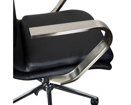 BLNK James Mid-Back Designer Executive Office Chair with Brushed Chrome Base and Arms - Black