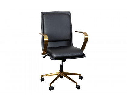 BLNK James Mid-Back Designer Executive Office Chair with Arms - Brushed Gold Frame