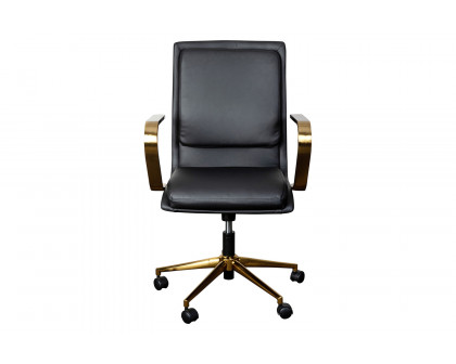 BLNK James Mid-Back Designer Executive Office Chair with Arms - Brushed Gold Frame