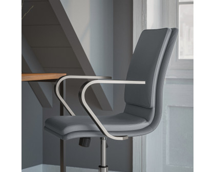 BLNK James Mid-Back Designer Executive Office Chair with Brushed Chrome Base and Arms - Gray