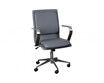 BLNK James Mid-Back Designer Executive Office Chair with Brushed Chrome Base and Arms - Gray