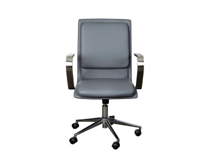 BLNK James Mid-Back Designer Executive Office Chair with Brushed Chrome Base and Arms - Gray