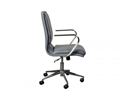 BLNK James Mid-Back Designer Executive Office Chair with Brushed Chrome Base and Arms - Gray