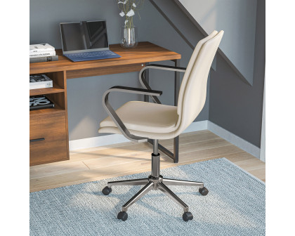 BLNK James Mid-Back Designer Executive Office Chair with Brushed Chrome Base and Arms - Taupe