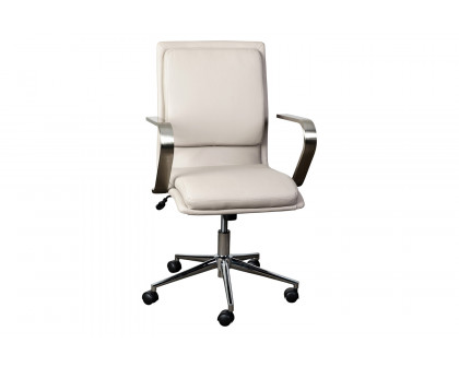 BLNK James Mid-Back Designer Executive Office Chair with Brushed Chrome Base and Arms - Taupe