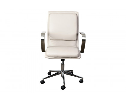 BLNK James Mid-Back Designer Executive Office Chair with Brushed Chrome Base and Arms - Taupe