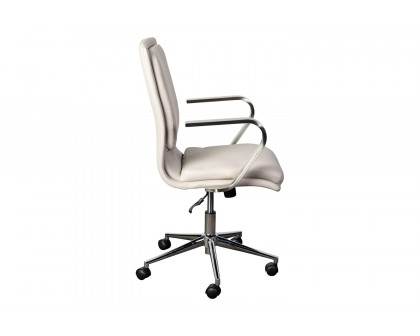 BLNK James Mid-Back Designer Executive Office Chair with Brushed Chrome Base and Arms - Taupe