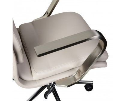 BLNK James Mid-Back Designer Executive Office Chair with Brushed Chrome Base and Arms - Taupe