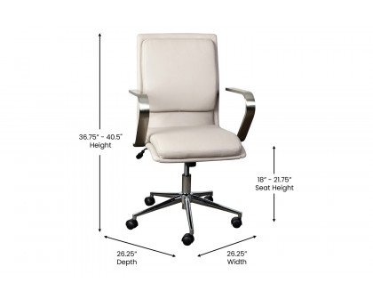 BLNK James Mid-Back Designer Executive Office Chair with Brushed Chrome Base and Arms - Taupe