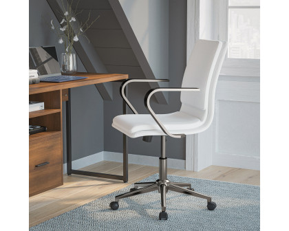 BLNK James Mid-Back Designer Executive Office Chair with Brushed Chrome Base and Arms