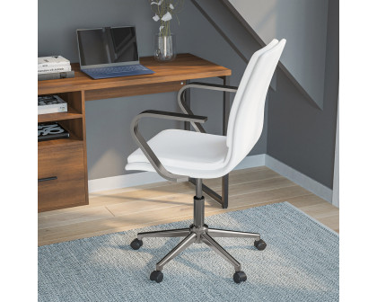 BLNK James Mid-Back Designer Executive Office Chair with Brushed Chrome Base and Arms - White