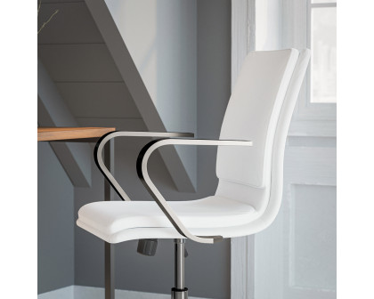 BLNK James Mid-Back Designer Executive Office Chair with Brushed Chrome Base and Arms - White