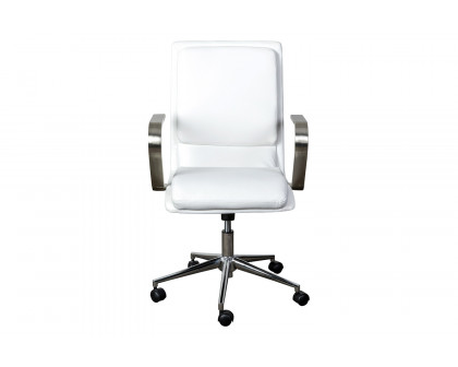 BLNK James Mid-Back Designer Executive Office Chair with Brushed Chrome Base and Arms - White