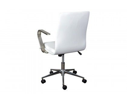 BLNK James Mid-Back Designer Executive Office Chair with Brushed Chrome Base and Arms - White