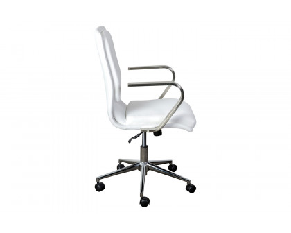 BLNK James Mid-Back Designer Executive Office Chair with Brushed Chrome Base and Arms - White