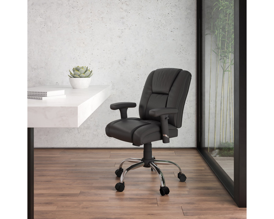 BLNK - HERCULES Series LeatherSoft Ergonomic Task Office Chair with Chrome Base and Adjustable Arms