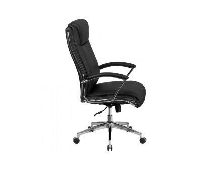 BLNK Rebecca LeatherSoft High-Back Designer Smooth Upholstered Executive Swivel Office Chair with Chrome Base and Arms - Black