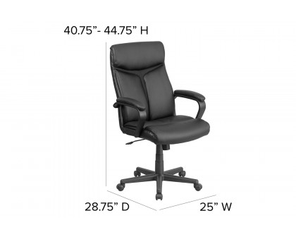 BLNK - Raya LeatherSoft High-Back Executive Swivel Office Chair with Slight Mesh Accent and Arms