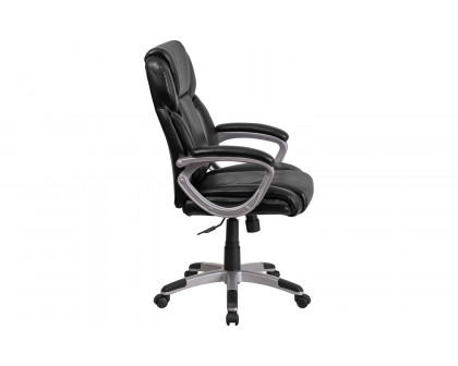 BLNK Carolyn LeatherSoft Mid-Back Executive Swivel Office Chair with Padded Arms - Black