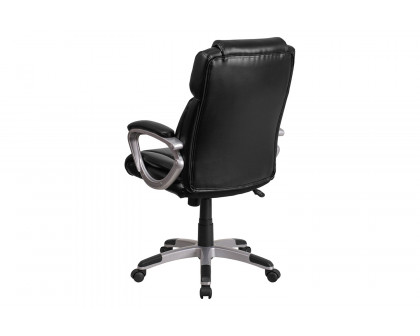 BLNK Carolyn LeatherSoft Mid-Back Executive Swivel Office Chair with Padded Arms - Black